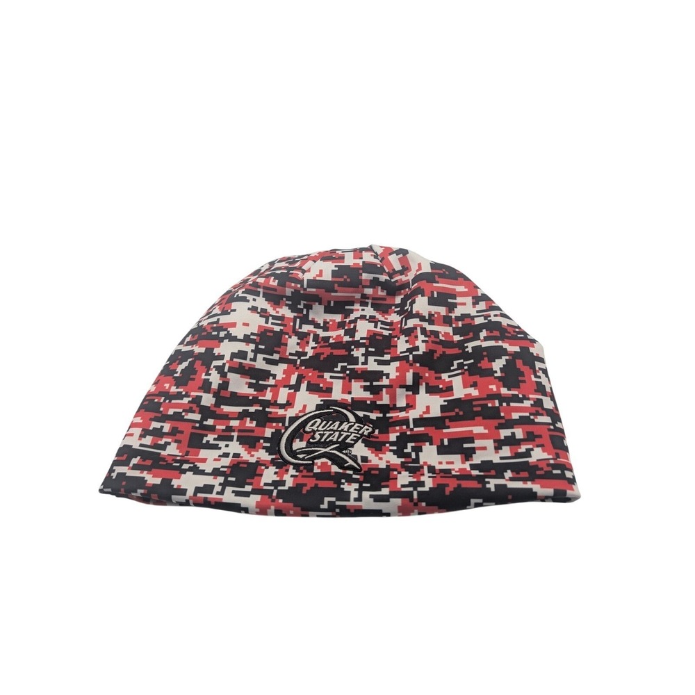 Quaker State Beanie Mens OSFM Red Digital Camo Fleece Lined Skull Cap Racing Hat